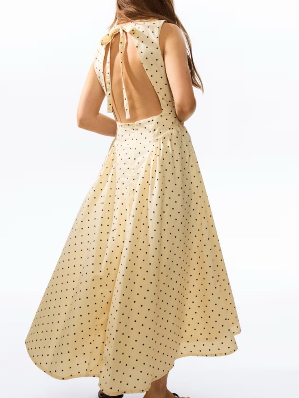 H&M OPEN-BACK POLKA DOT POPLIN DRESS